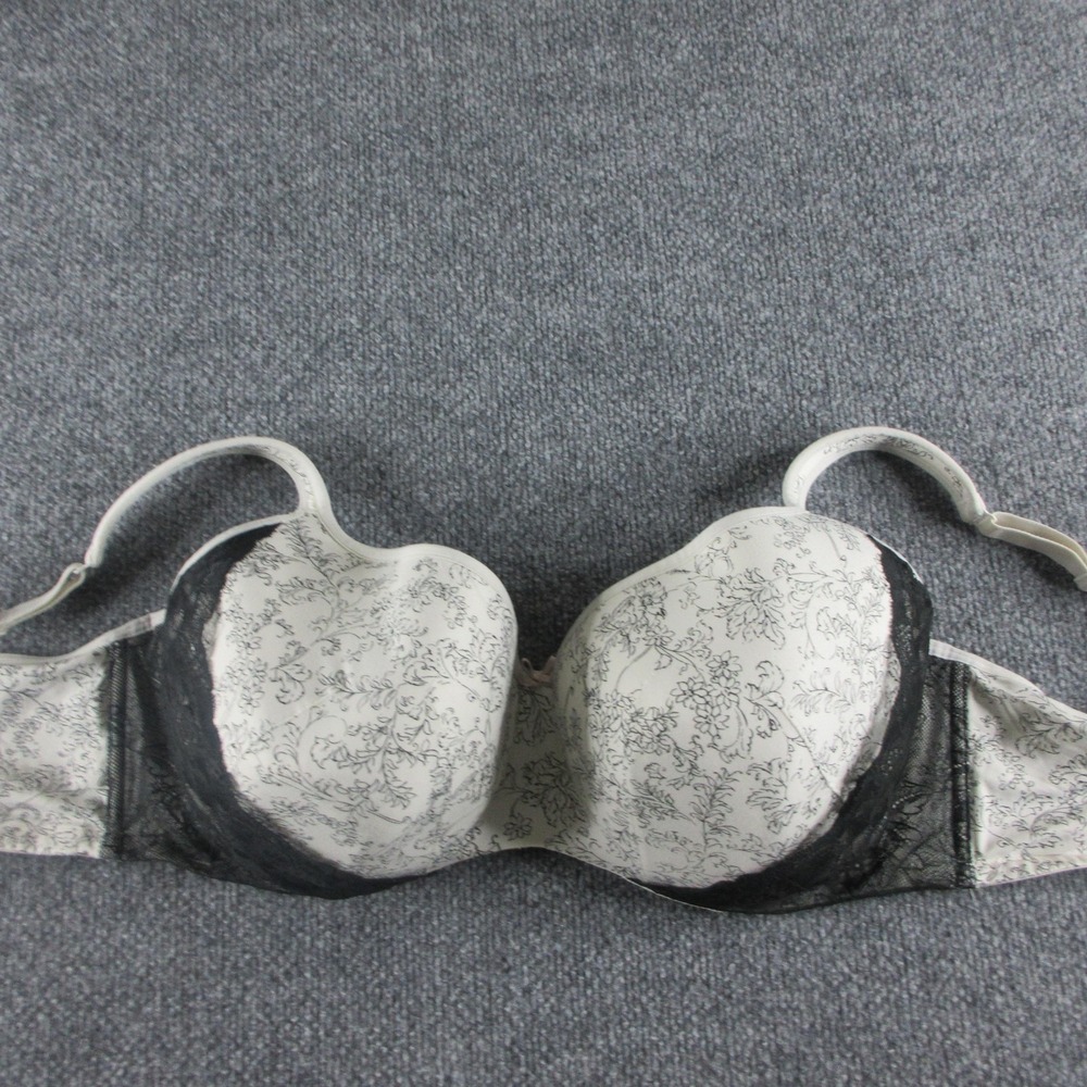 Cacique‎ Balconette Bra Womens 42F White Floral Lace Lightly Lined Underwire